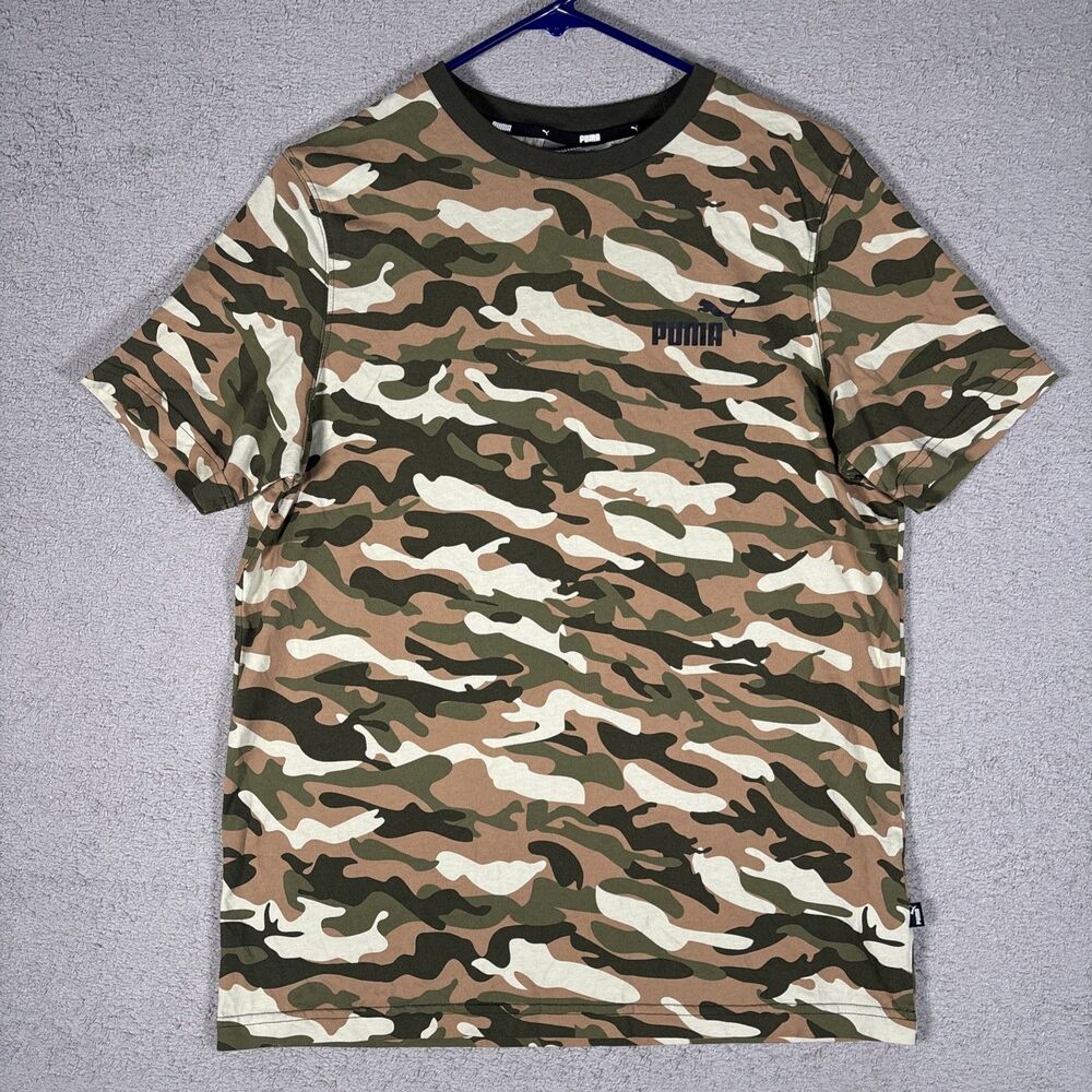 Puma T Shirt Men’s Size M Athletic Fit Camo Stretch Logo